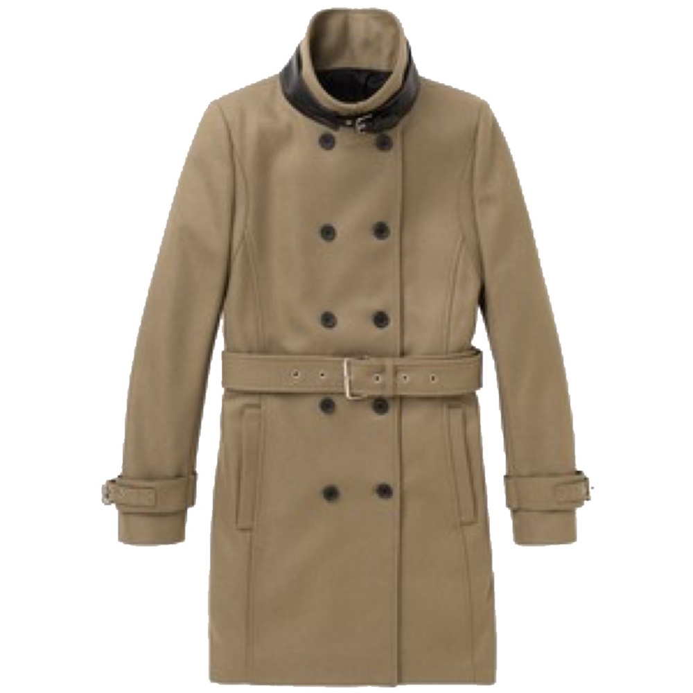 The Kooples Wool Coat with lambskin leather collar